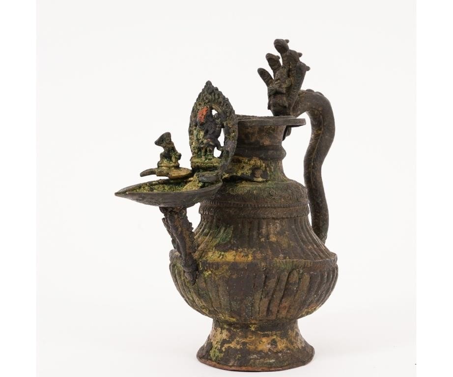 Tibetan metal oil lamp, 18th c.