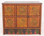 TIBETAN MONASTERY PAINTED WOOD