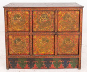 TIBETAN MONASTERY PAINTED WOOD