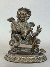 TIBETAN NEPALESE BRONZE GUARDI