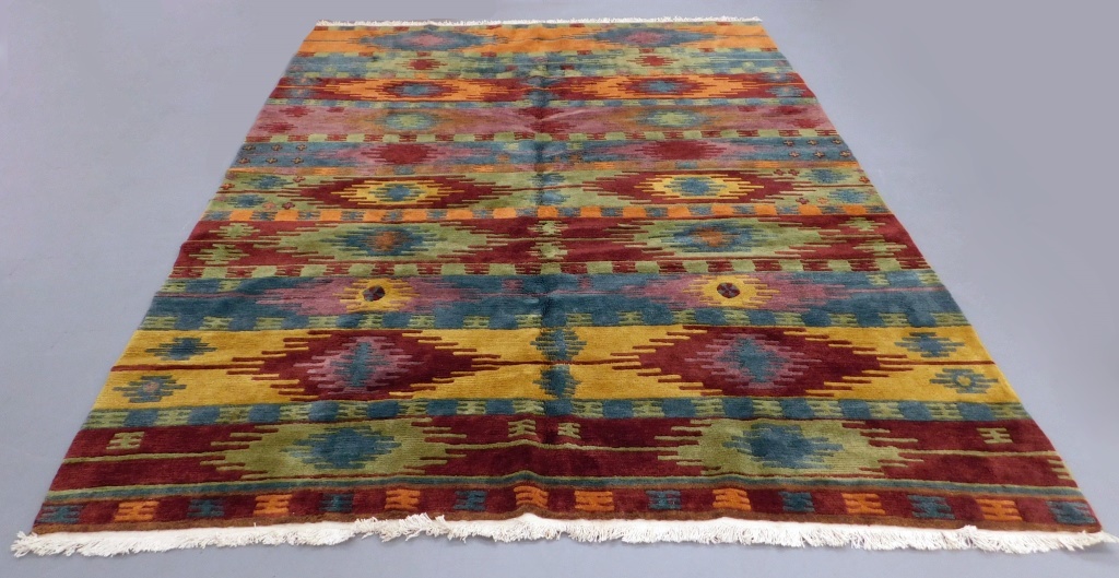 TIBETAN ORANGE & GREEN GEOMETRIC