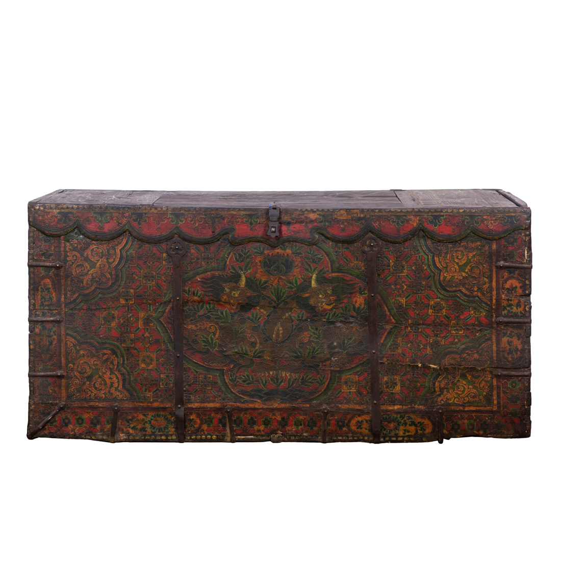 TIBETAN PAINTED 'DOUBLE DRAGON'