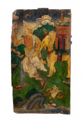 TIBETAN PAINTED WOOD DOOR WITH