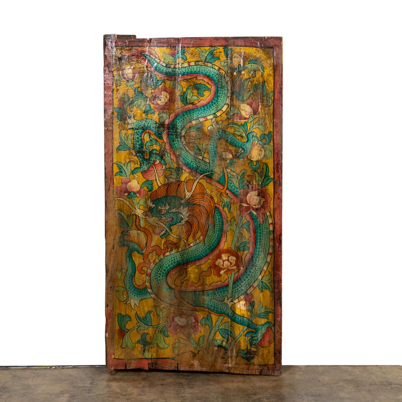 TIBETAN PAINTED WOOD DOOR WITH