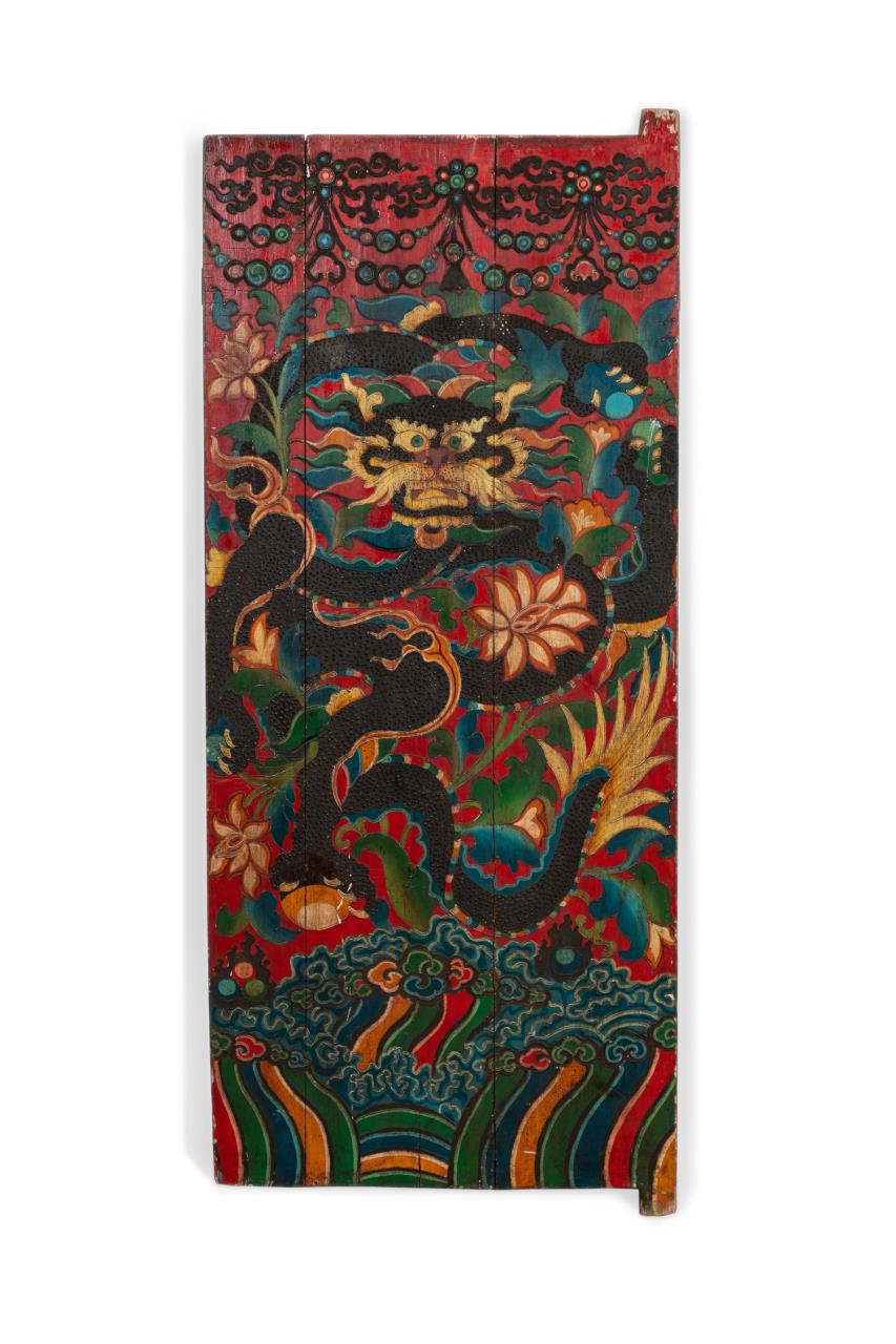TIBETAN PAINTED WOOD DOOR WITH A