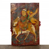 TIBETAN PAINTED WOOD DOOR WITH