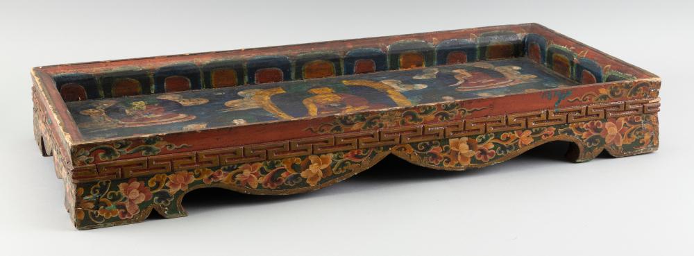 TIBETAN PAINTED WOOD PRAYER TABLE