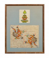 TIBETAN PAINTING OF DRAGONS AN