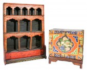 TIBETAN PARTIAL GILT AND RED P