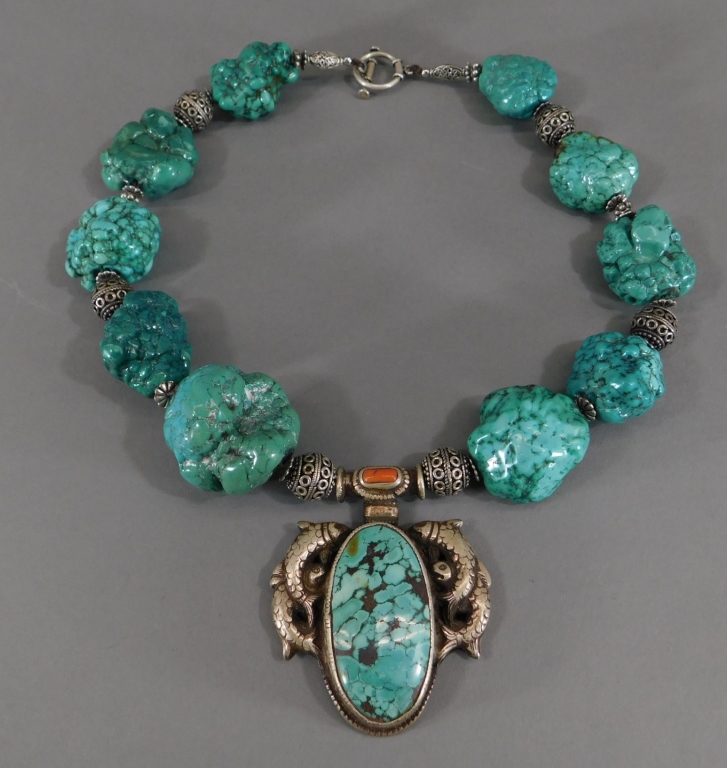 TIBETAN SILVER ALLOY & NATURAL
