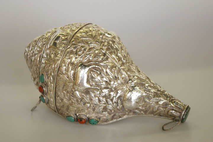 Tibetan Silver-Clad Conch Shell