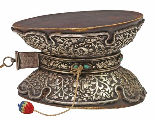 TIBETAN SILVER-MOUNTED CEREMONIAL