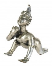 TIBETAN SILVERED BRONZE FIGURE