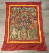 TIBETAN THANGKA OF 12-ARMED CH