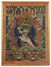 TIBETAN THANGKA OF TANTRIC RIT