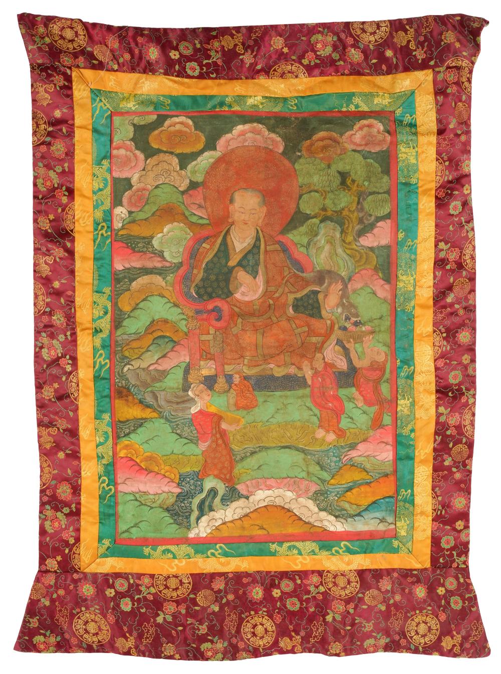 TIBETAN THANGKAcolors and gilt on