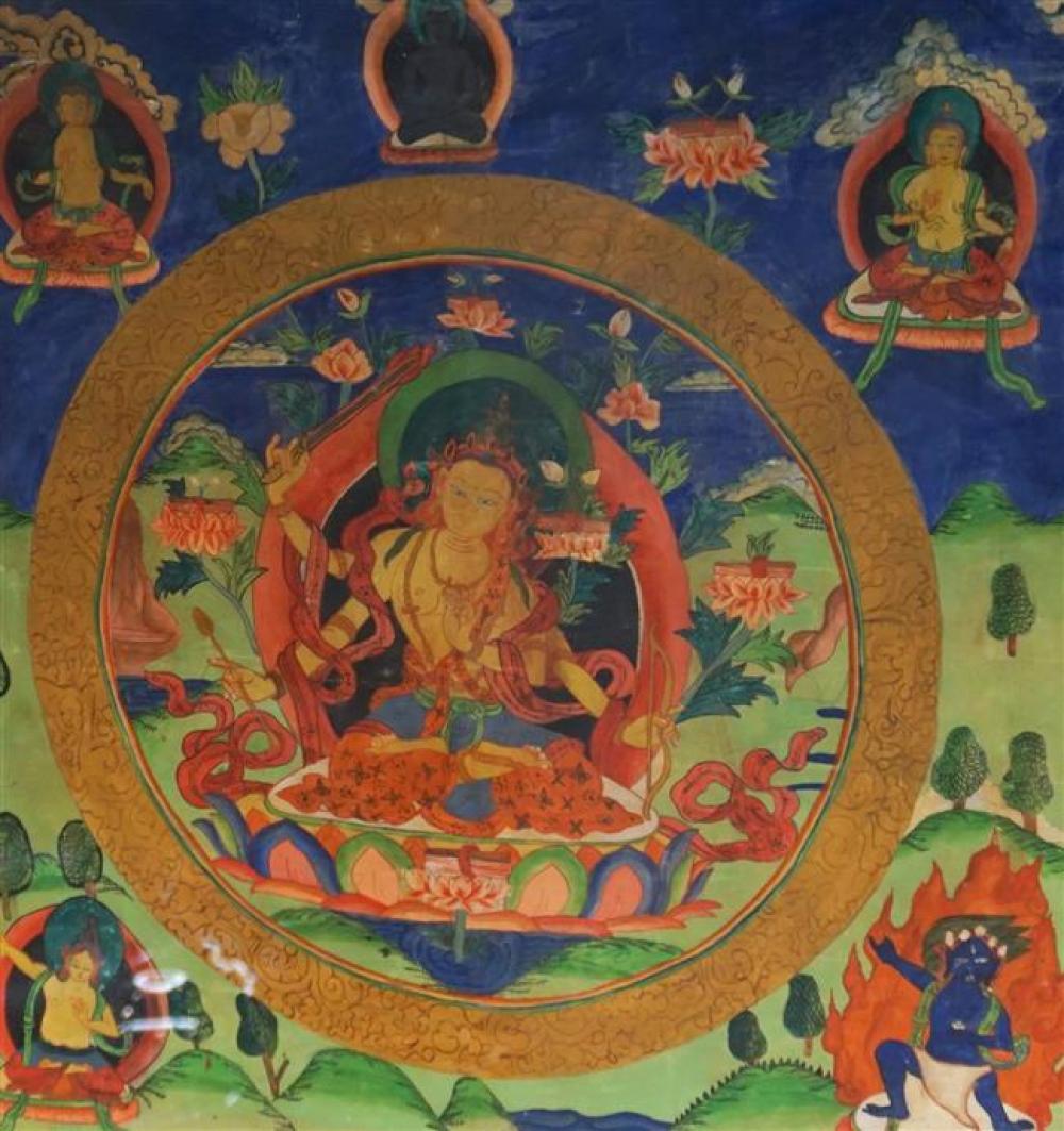TIBETAN THANKA, FRAME: 24-3/4 X