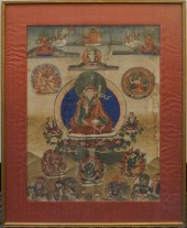 TIBETAN THANKA, FRAMED, 26-1/4