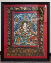 TIBETAN THANKA OF A SADAKSARI,