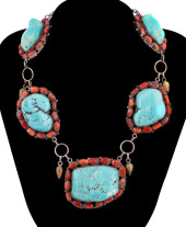 TIBETAN TURQUOISE & CORAL SILV