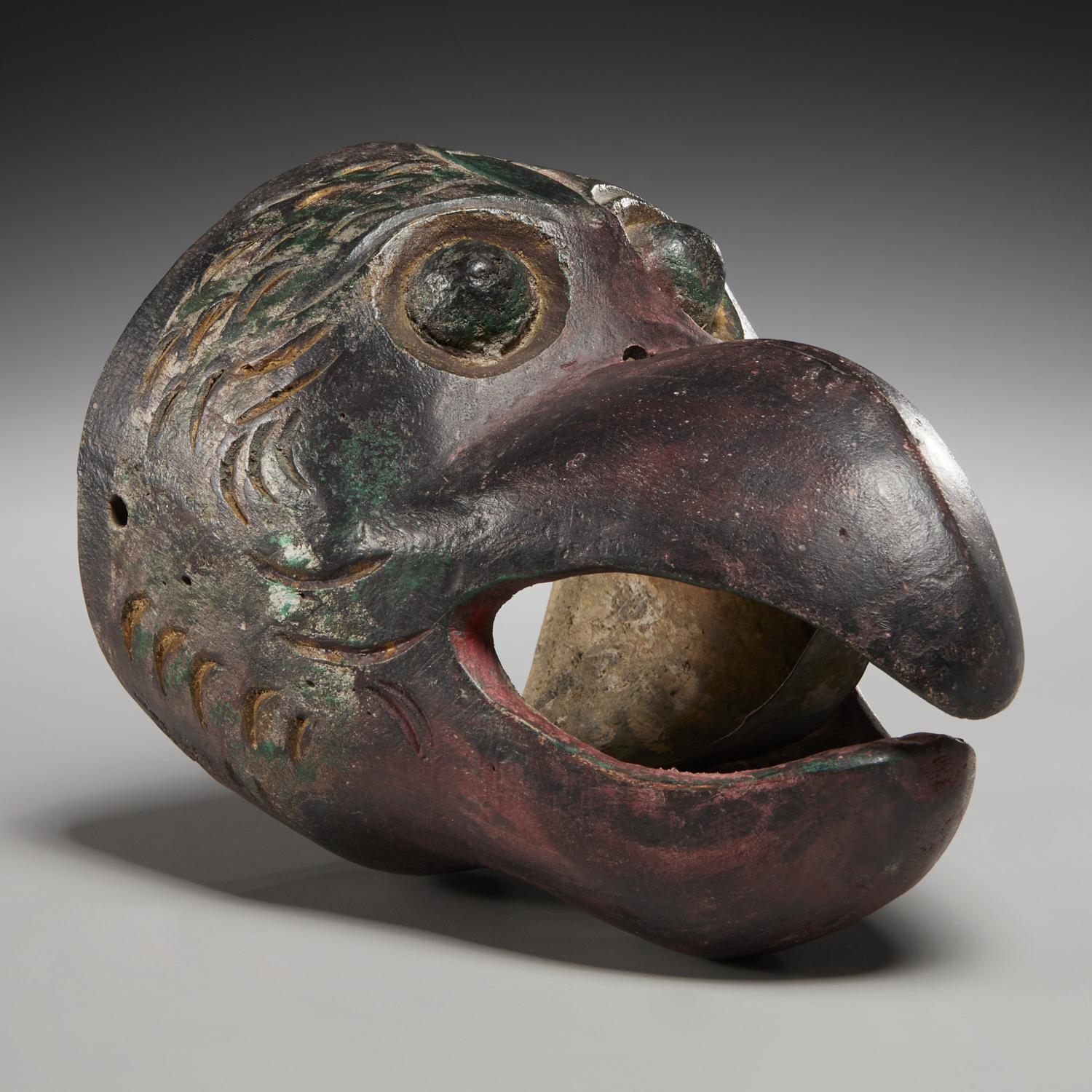 TIBETAN WOOD CARVED GARUDA MASK