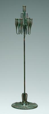 Tiffany bronze candelabra, seven