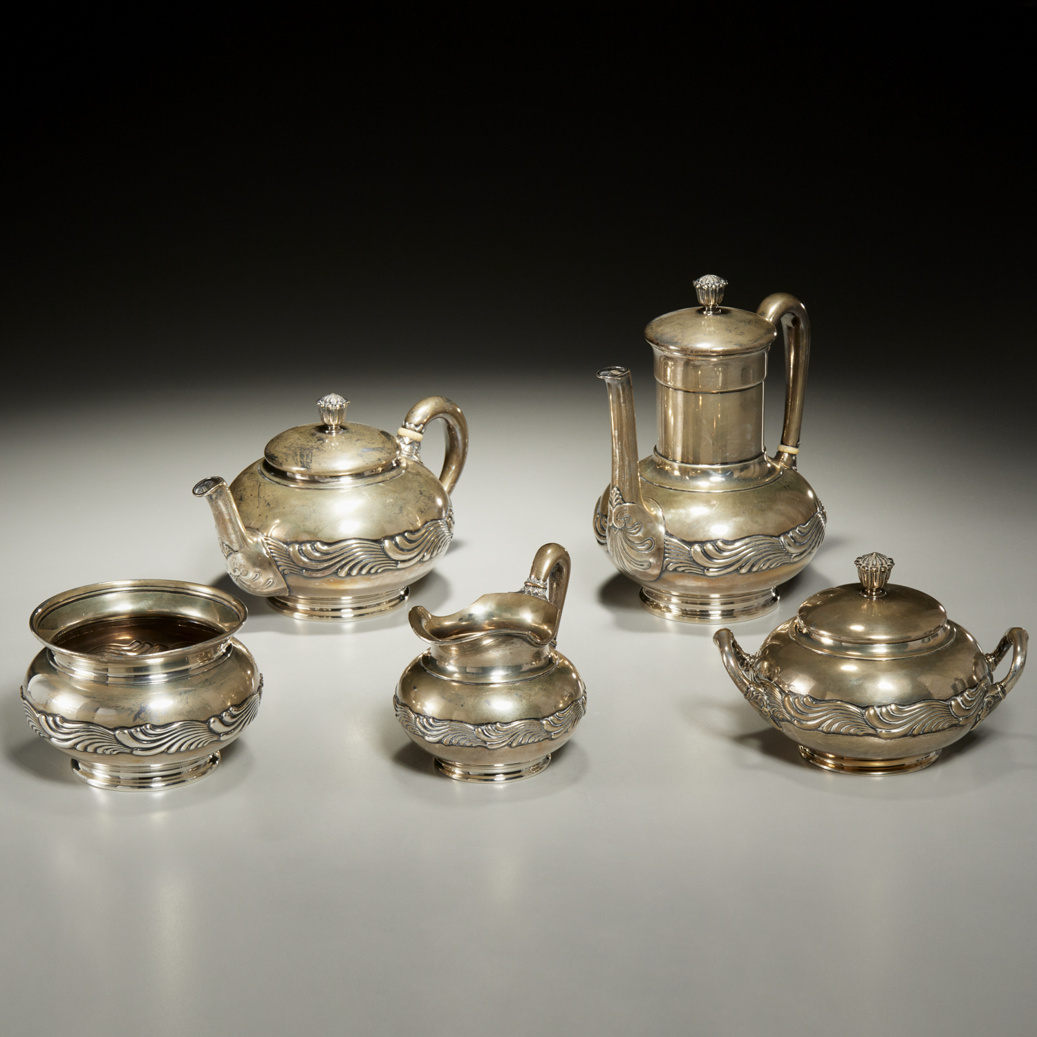 TIFFANY & CO., (5) PIECE SILVER TEA