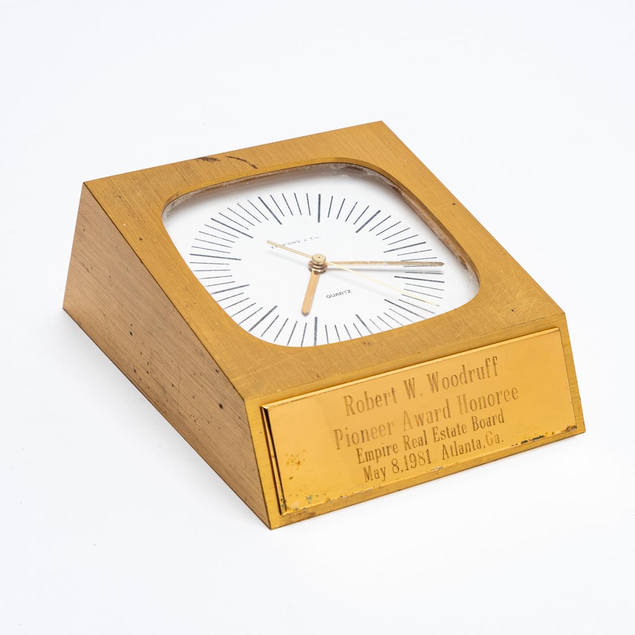 TIFFANY & CO. BRASS DESK CLOCK