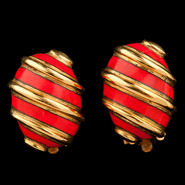 Tiffany & Co. Enamel Ear Clips. A