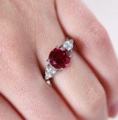 TIFFANY & CO PLATINUM RUBY & D