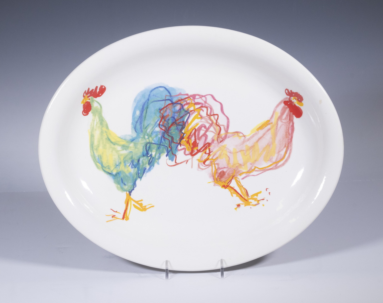 TIFFANY & CO. ROOSTERS PLATTER Oval