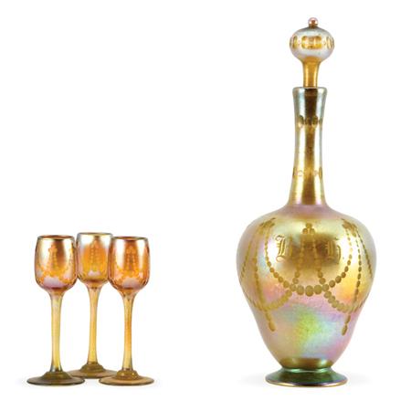 Tiffany Favrile Glass Liqueur Set