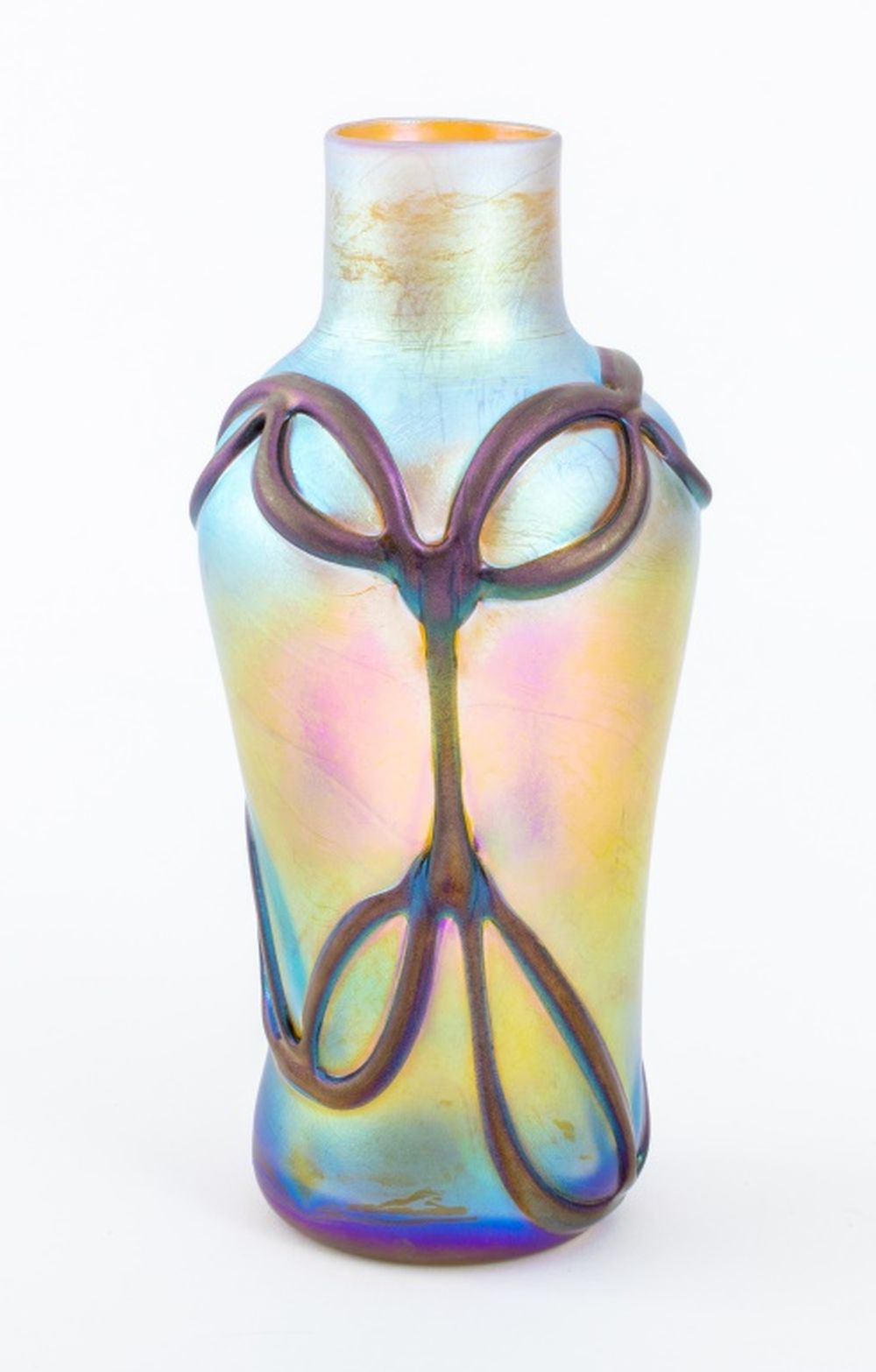 TIFFANY FAVRILE GLASS VASE, CA.