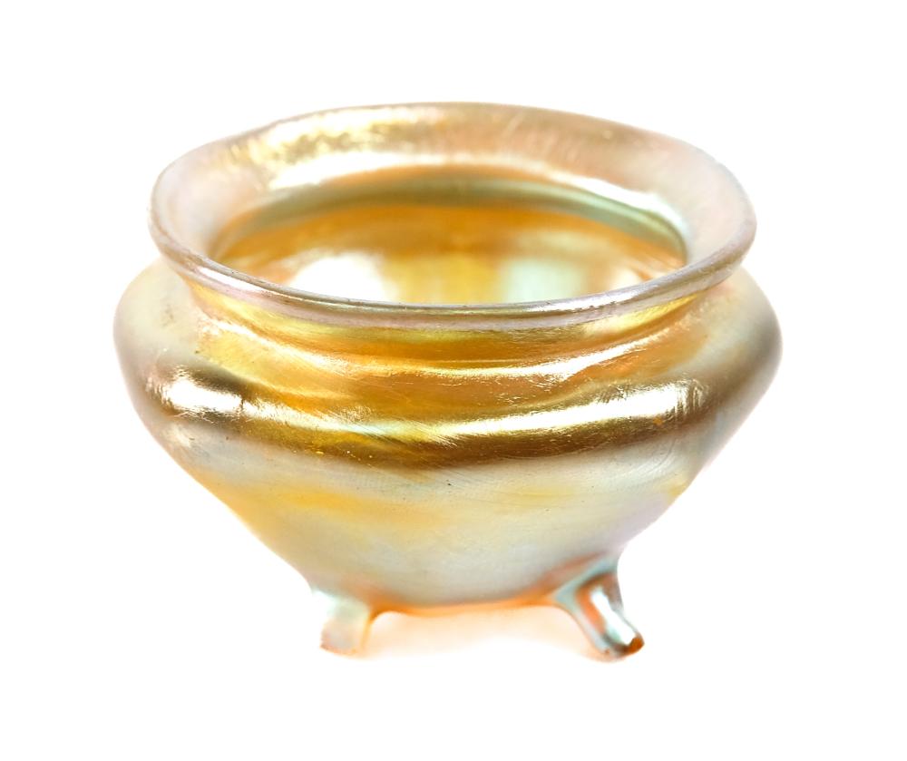 TIFFANY FAVRILE GOLD GLASS FOOTED