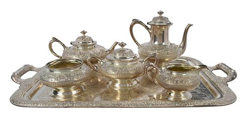 TIFFANY FIVE PIECE SILVER PLATE TEA