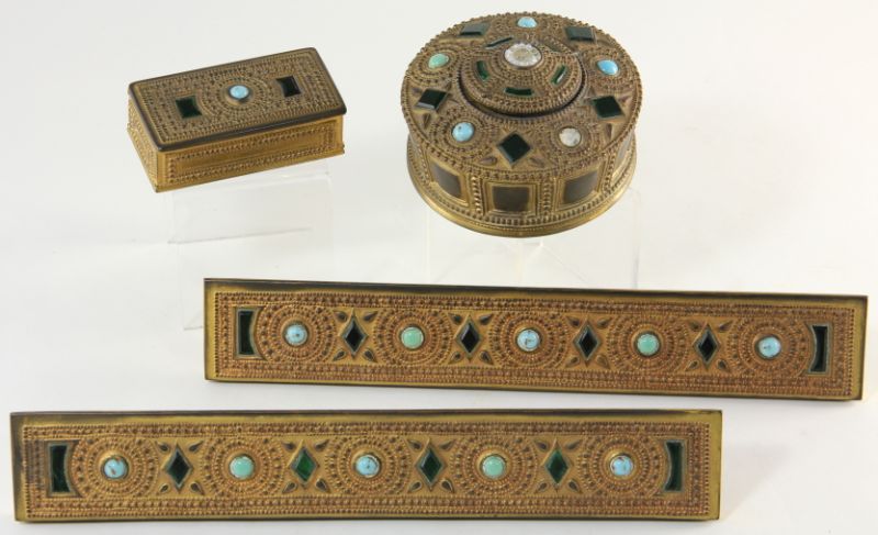 Tiffany Gilt Bronze Desk Setrosette