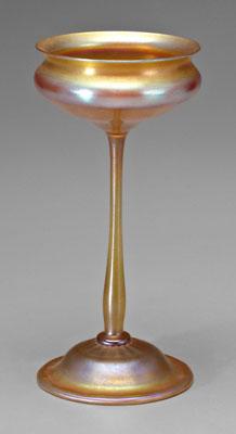 Tiffany glass tazza, iridescent