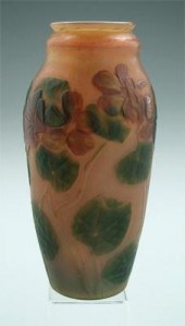 Tiffany glass vase, wheel carv