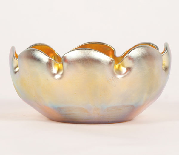 Tiffany gold Favrile art glass bowl