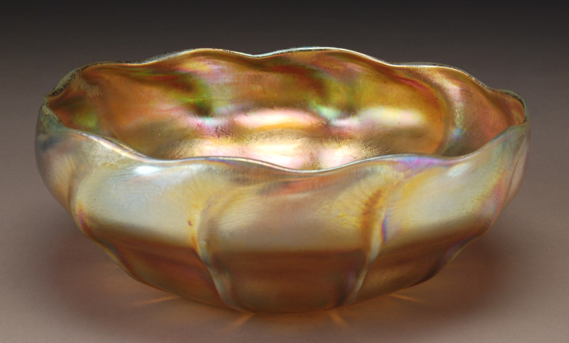 Tiffany gold Favrile glass bowl