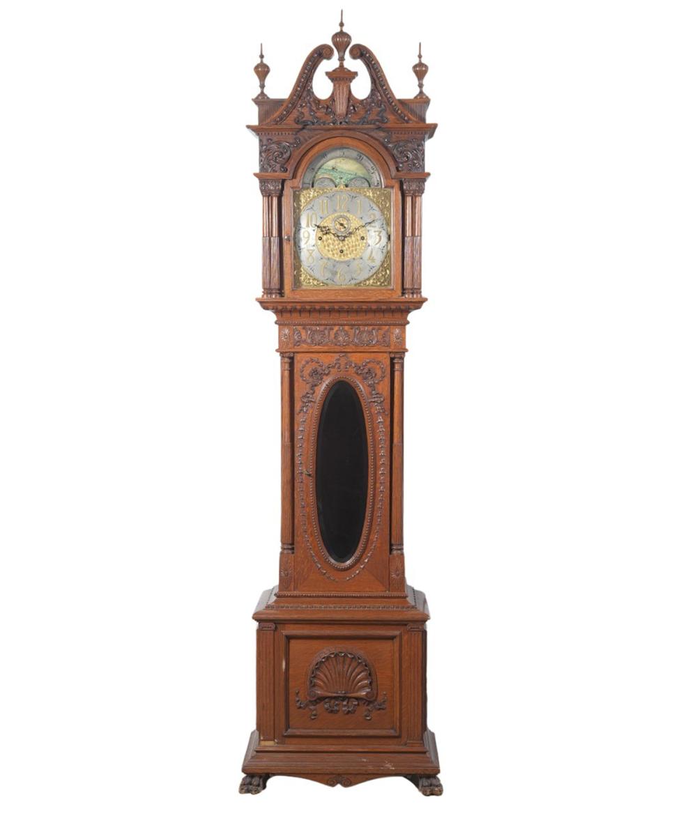 TIFFANY GRANDFATHER CLOCK ATTR.