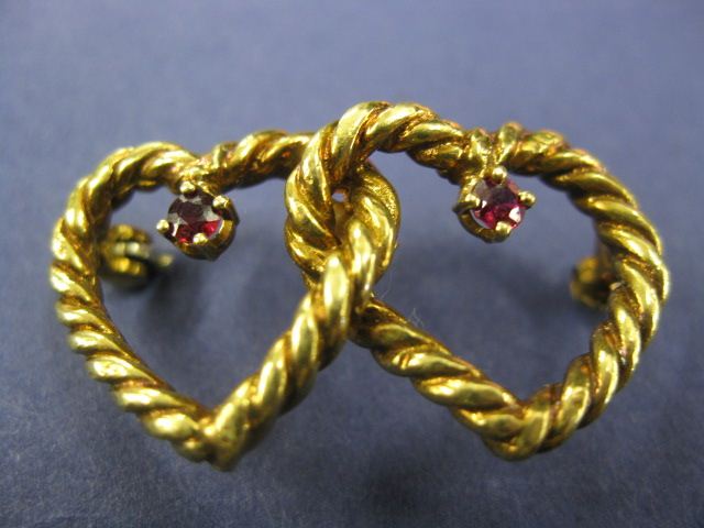 Tiffany Ruby Brooch 18K gold double
