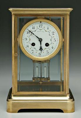 Tiffany shelf clock, brass and
