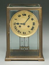 Tiffany shelf clock, brass cas