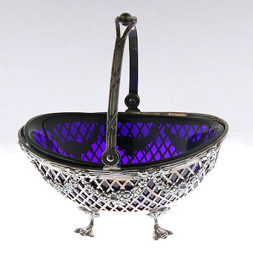 TIFFANY SILVER AND COBALT BASKETA 4