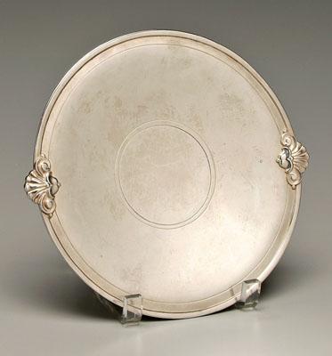 Tiffany silver footed plate, scroll