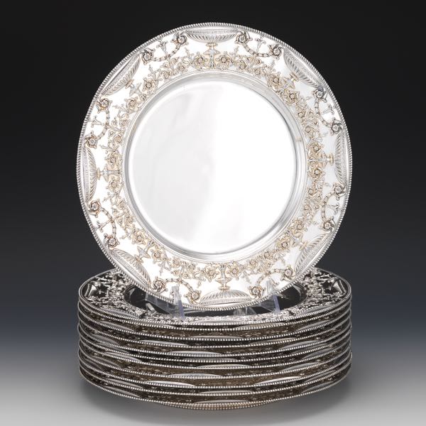 TIFFANY STERLING SILVER PLATES, SET