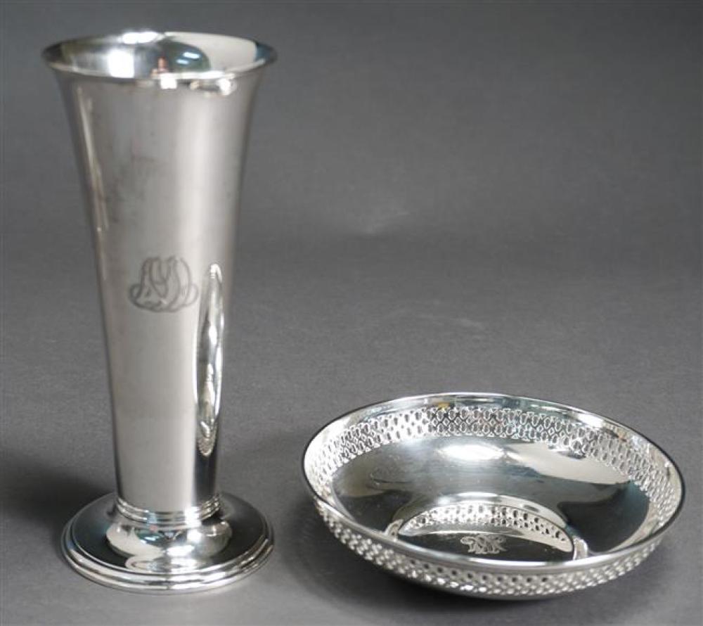 TIFFANY STERLING SILVER VASE AND