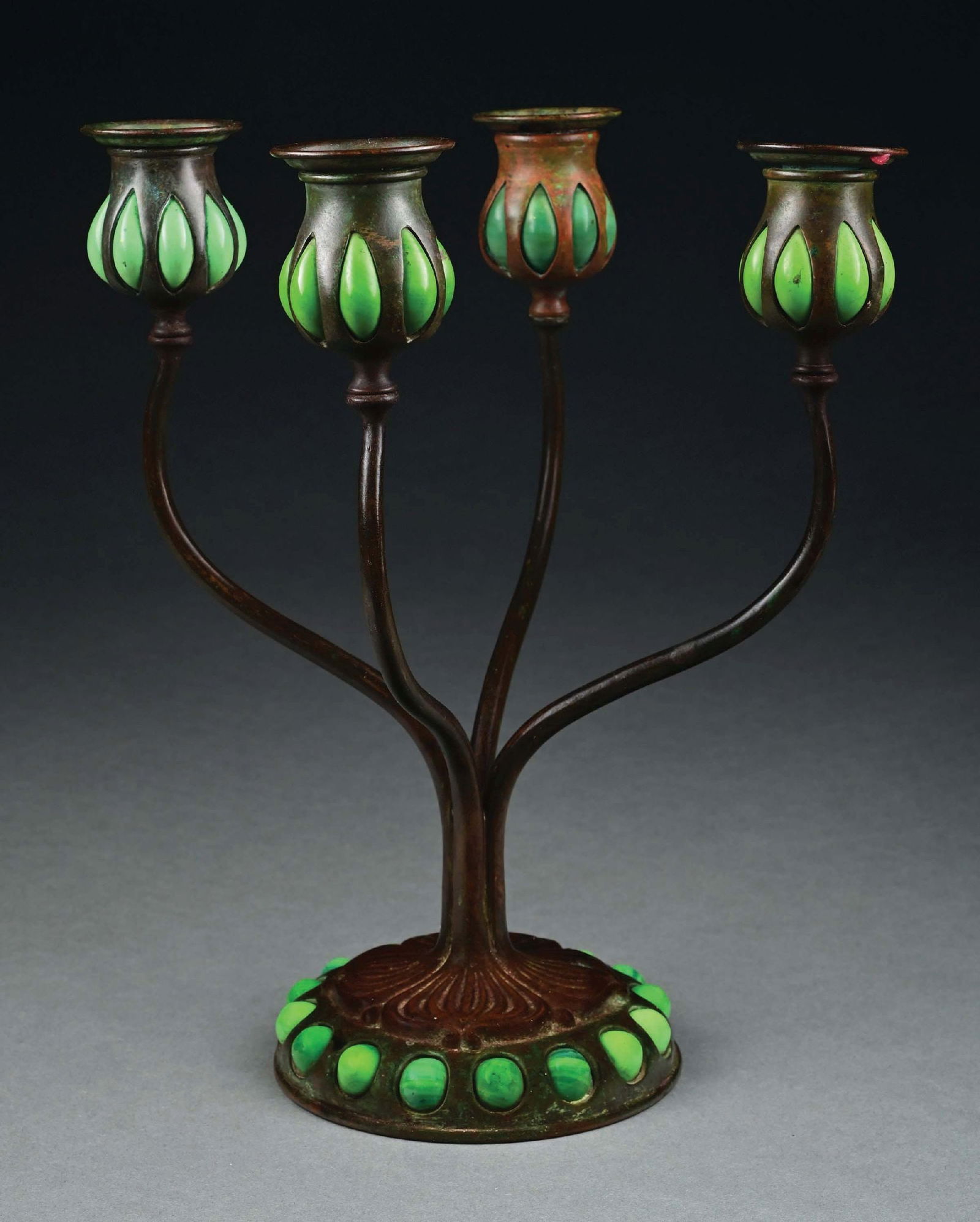 TIFFANY STUDIOS 4-LIGHT CANDELABRAA