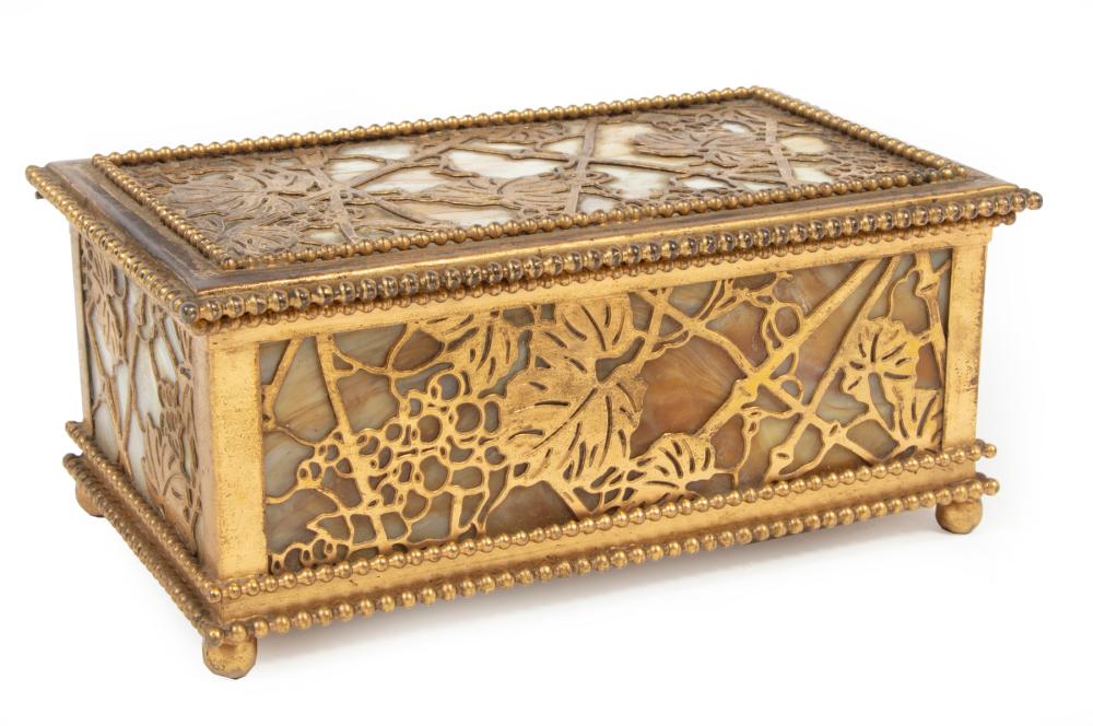 TIFFANY STUDIOS BRONZE AND GLASS